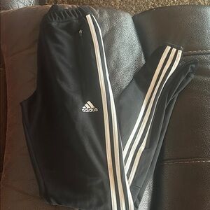 Adidas Black Joggers with White Stripes